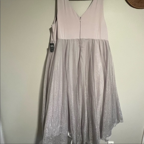 NWT SIZE 18 SPECIAL OCCASIONS LILAC PURPLE PONTE SHIMMER MIDI DRESS NO FLAWS - Picture 5 of 7